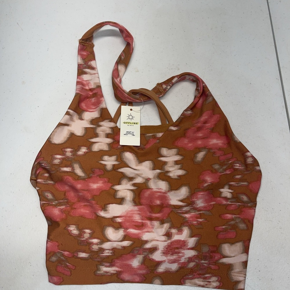 Aeries Offline Women's XXS‎ Multi Color Floral Print Swimsuit Top